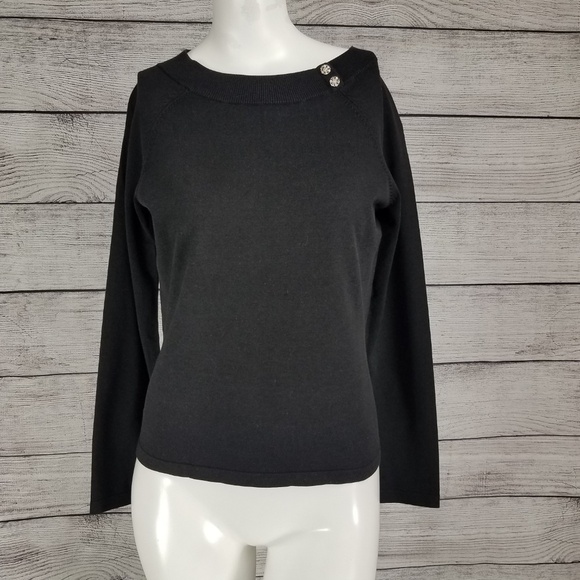 Ann Taylor Petites MP Silk blend knit Pullover Sweater Black Long sleeves - Picture 1 of 7